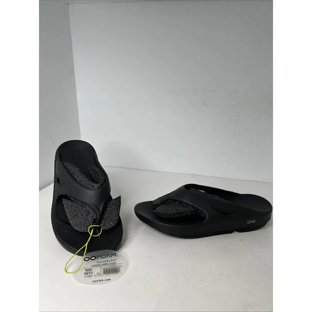 Oofos Black Size 11 Thong Sandals Recovery Rubber Women Slip On Men 9‎ Unisex